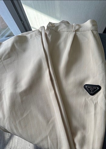 Düğmeli Beyaz Kadın Kumaş Pantolon - Görsel 2