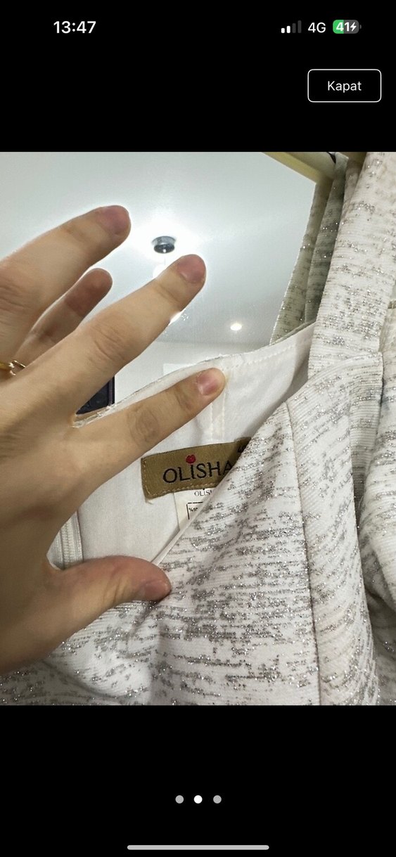 Gri Mini V Yaka Drapeli Elbise - Görsel 2