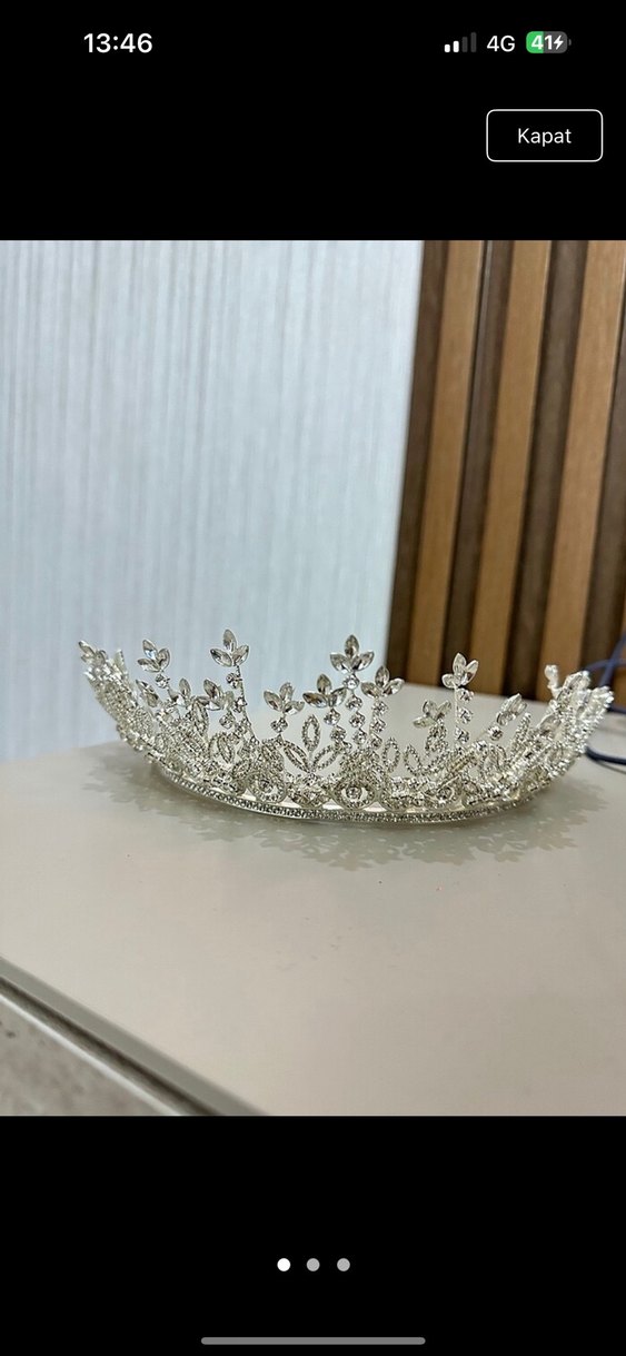 Payetli Modern Klasik Gelin Tacı - Görsel 2