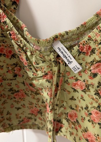 Yeşil Çiçek Desenli Bohem Mini Büstiyer - Görsel 3