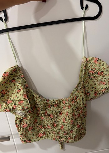 Yeşil Çiçek Desenli Bohem Mini Büstiyer - Görsel 2