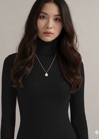 Balıkçı Yaka Fitilli Kadın Kazak (Beyaz, Pembe, Vizon, Siyah) - Görsel 2