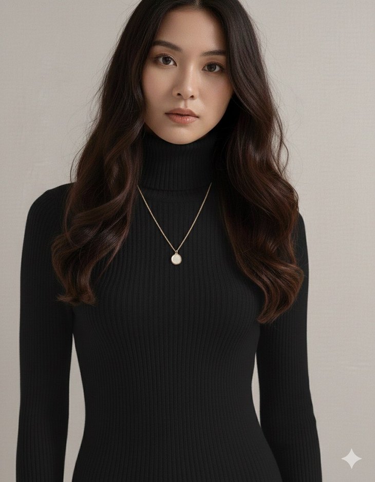 Balıkçı Yaka Fitilli Kadın Kazak (Beyaz, Pembe, Vizon, Siyah) - Görsel 2