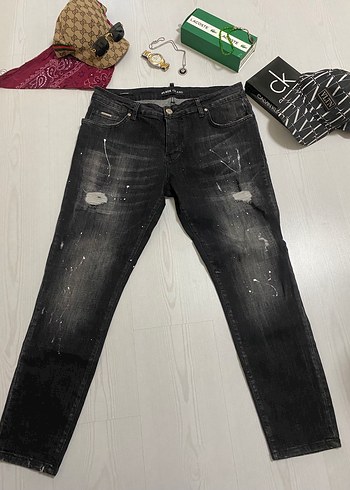 Black Island Slim Fit Yırtık Siyah Denim Jean - Görsel 2