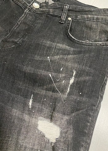 Black Island Slim Fit Yırtık Siyah Denim Jean - Görsel 5