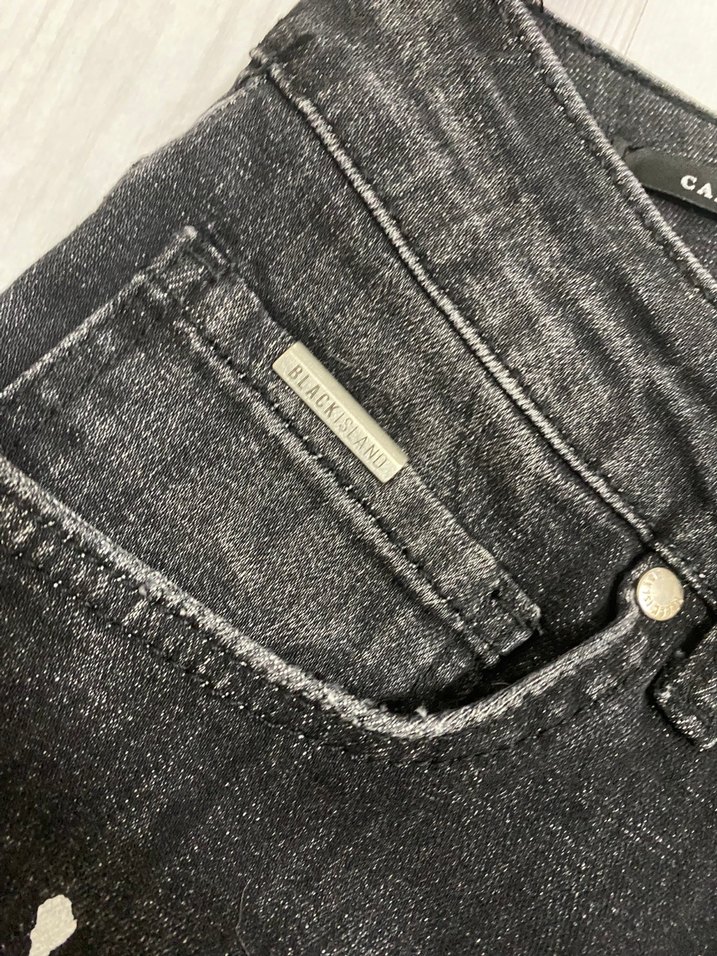 Black Island Slim Fit Yırtık Siyah Denim Jean - Görsel 4