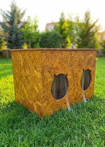 Sıfır El Yapımı Çift Girişli 2 Yuvalı OSB Kedi Evi - Görsel 3