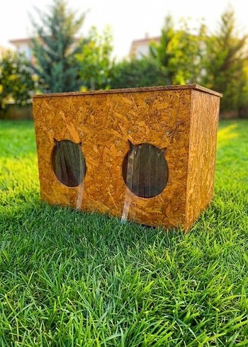 Sıfır El Yapımı Çift Girişli 2 Yuvalı OSB Kedi Evi - Görsel 2