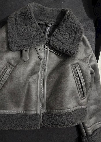 STRADİVARİUS Gri Süet Kürklü Kadın Ceket - Görsel 2