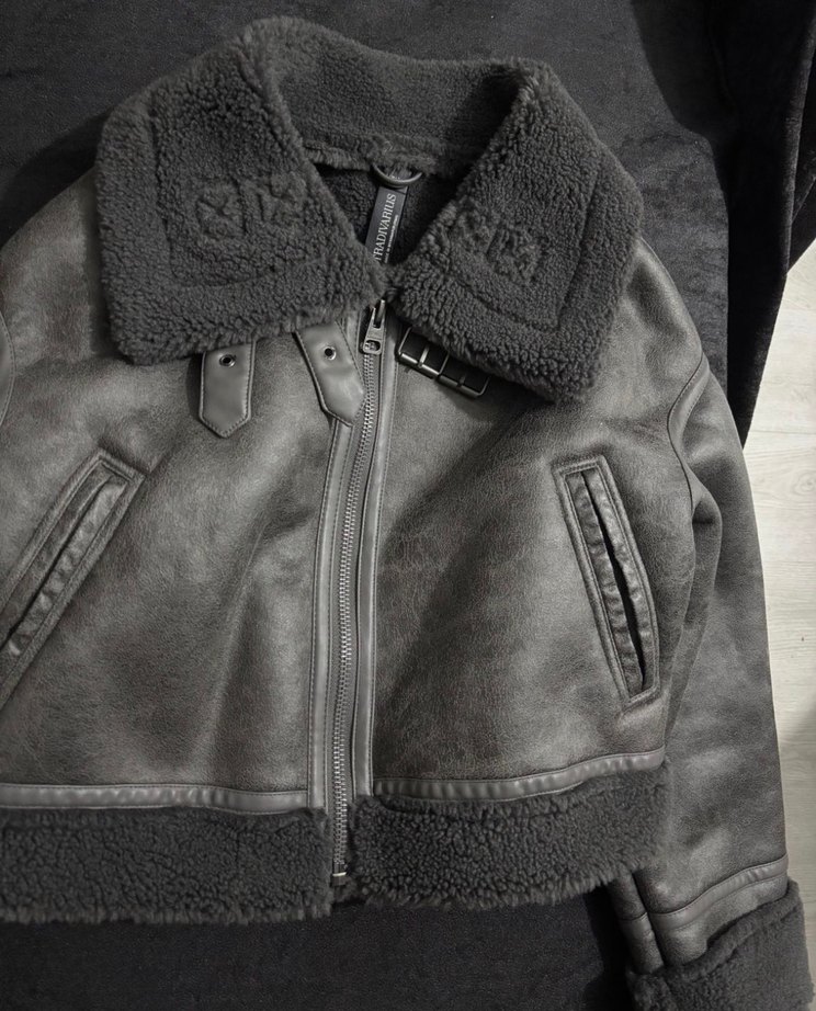 STRADİVARİUS Gri Süet Kürklü Kadın Ceket - Görsel 2