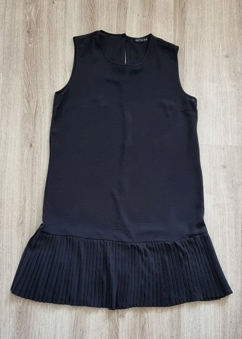 Siyah Pilili Kolsuz Midi Triko Elbise - Görsel 4