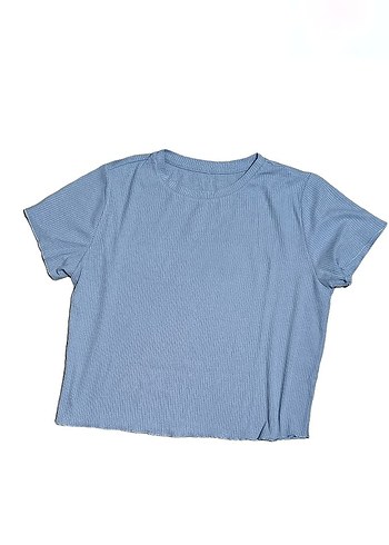 Mavi Kısa Kollu Kadın Tişört - Görsel 2