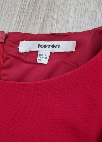 Koton Kırmızı Midi Drapeli Kadın Elbise - Görsel 3