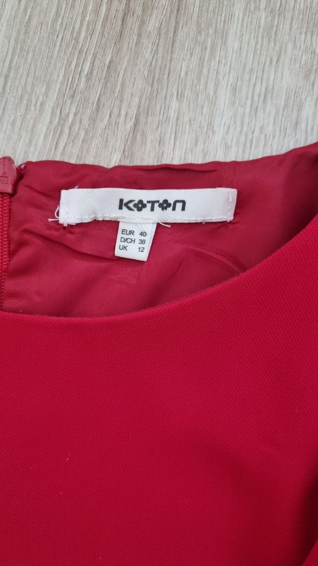 Koton Kırmızı Midi Drapeli Kadın Elbise - Görsel 3