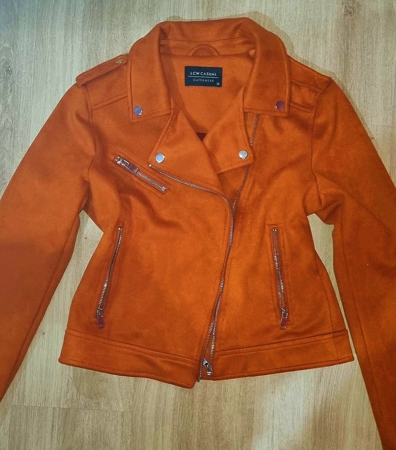 Kadın Kiremit Süet Biker Ceket LCW 38 beden - Görsel 4