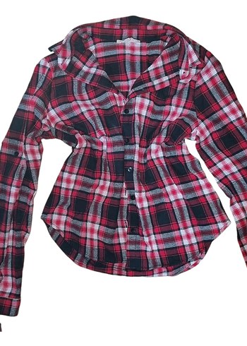 Kırmızı Kareli Uzun Kollu Kadın Oduncu Gömlek Koton - Görsel 2