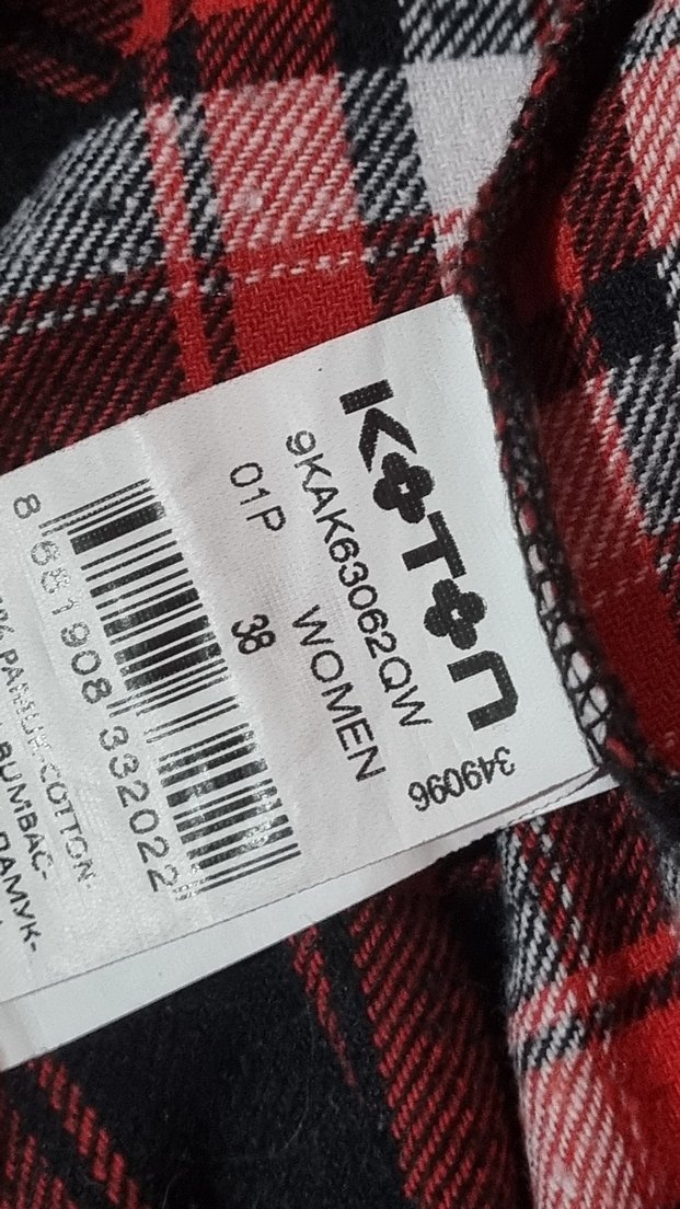 Kırmızı Kareli Uzun Kollu Kadın Oduncu Gömlek Koton - Görsel 3