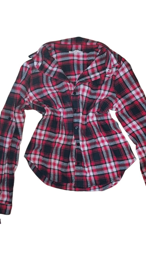 Kırmızı Kareli Uzun Kollu Kadın Oduncu Gömlek Koton - Görsel 2