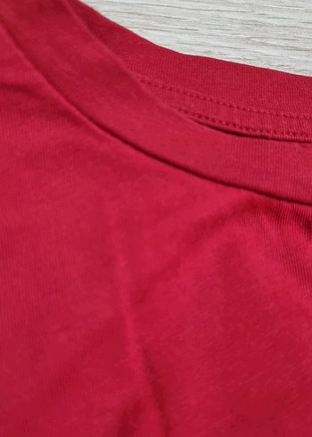 Kırmızı Kadın Kısa Kollu Basic Tişört Korse Detaylı - Görsel 2