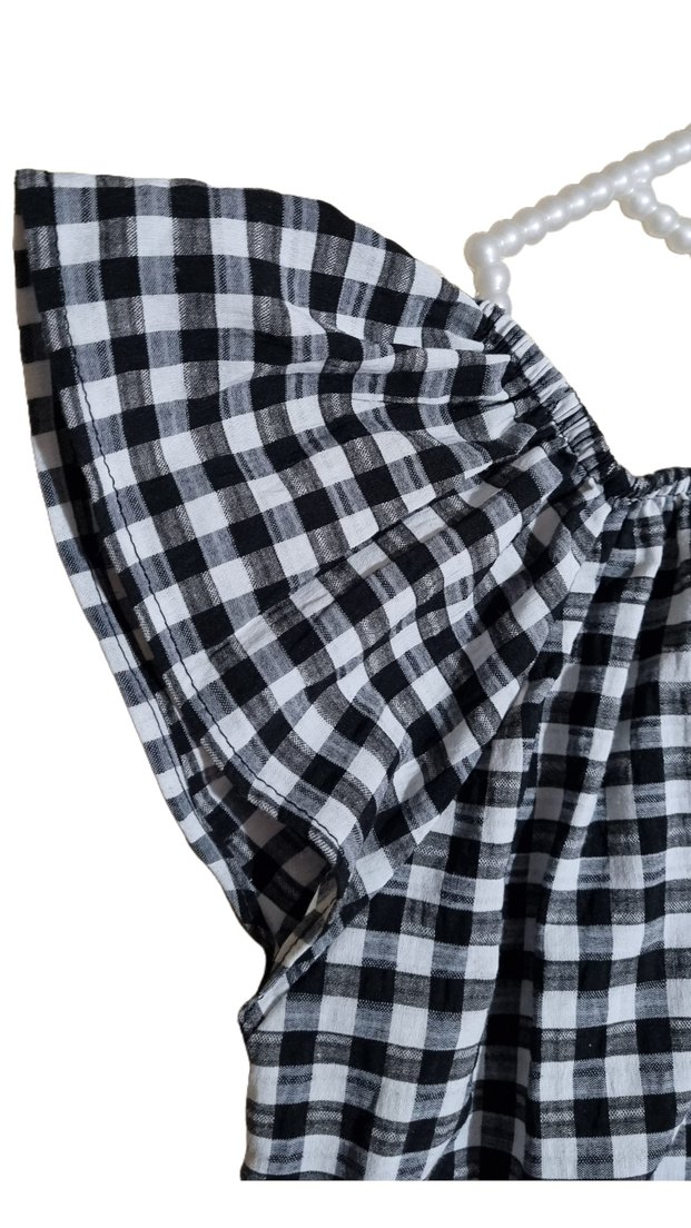 Kadın Siyah Kareli Uzun Elbise - Görsel 2