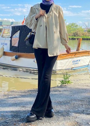 Bej Düğmeli Midi Trençkot - Görsel 2