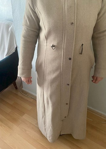 Düğmeli Bej Midi Kaban - Görsel 4