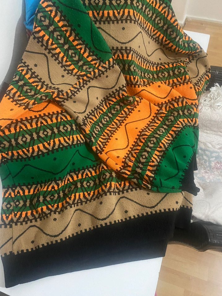 Bohem Tarz Örgü Desenli Kadın Kazak - Görsel 3