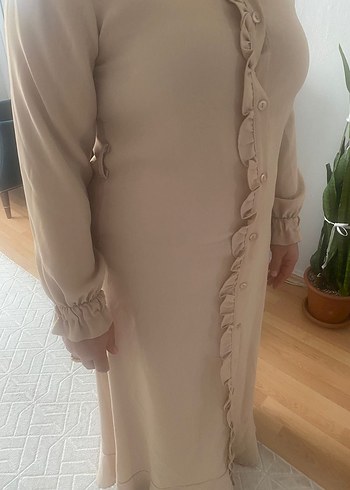 Uzun Kollu Bej  Bluz - Görsel 3