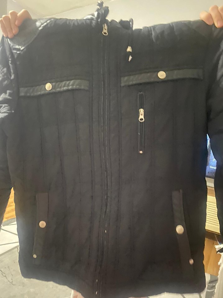 Erkek Siyah Deri Düğmeli Ceket - Görsel 2