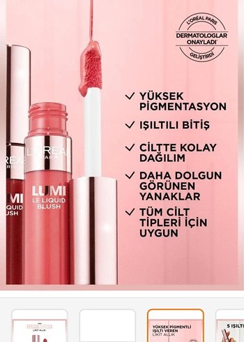 L'Oréal Paris Kırmızı Parlak Likit allık - Görsel 6