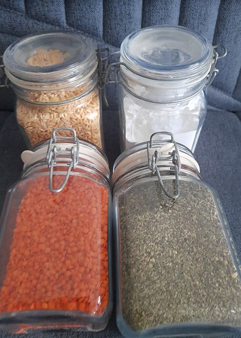 Kilitlemeli Kapaklı Gri Cam Saklama Kavanozları - Görsel 2