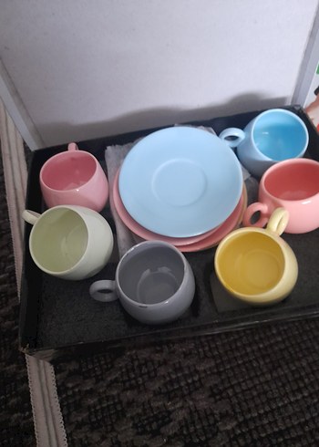 Pastel Renkli 6'lı Seramik Fincan Seti - Görsel 3