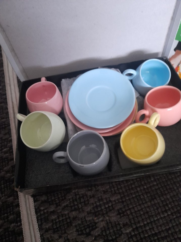 Pastel Renkli 6'lı Seramik Fincan Seti - Görsel 3