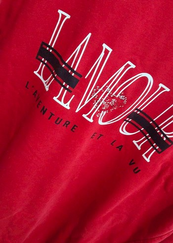 Renkli Baskılı Kırmızı Kadın Sweatshirt - Görsel 3