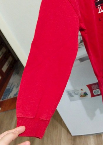 Renkli Baskılı Kırmızı Kadın Sweatshirt - Görsel 4