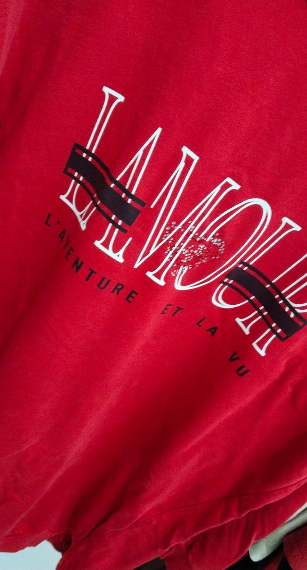 Renkli Baskılı Kırmızı Kadın Sweatshirt - Görsel 3