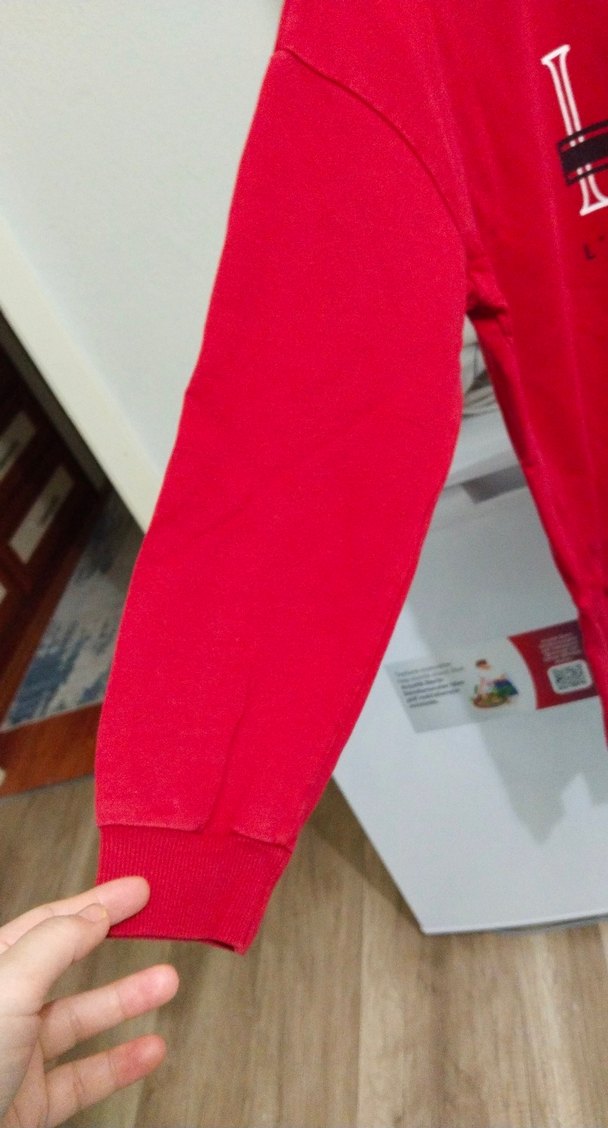 Renkli Baskılı Kırmızı Kadın Sweatshirt - Görsel 4