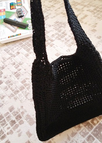 Siyah Örgü  Kadın Çanta - Görsel 4