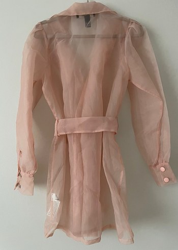 Pembe Midi Kadın tül Trençkot - Görsel 2