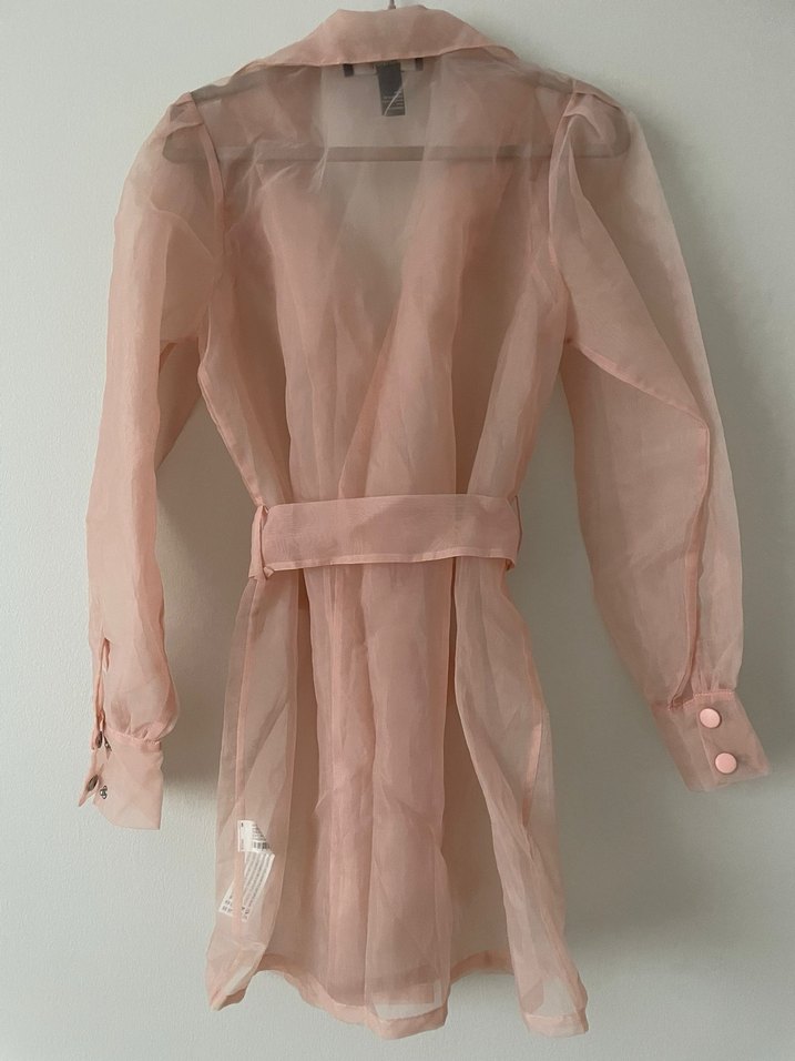 Pembe Midi Kadın tül Trençkot - Görsel 2