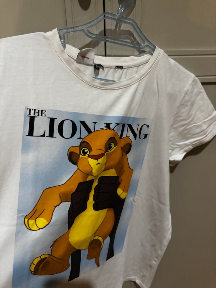 Beyaz  Aslan Kral Baskılı Tişört - Görsel 3
