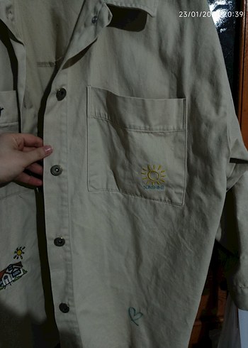 Bej Baskılı Gömlek - Görsel 3