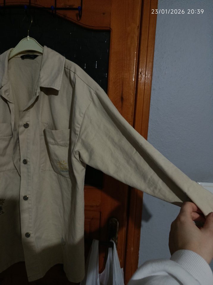 Bej Baskılı Gömlek - Görsel 4