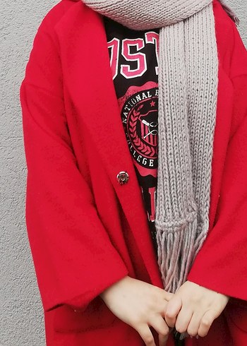 Kırmızı Uzun Kaban - Görsel 8