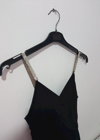 askıları taşlı elbise - Görsel 4