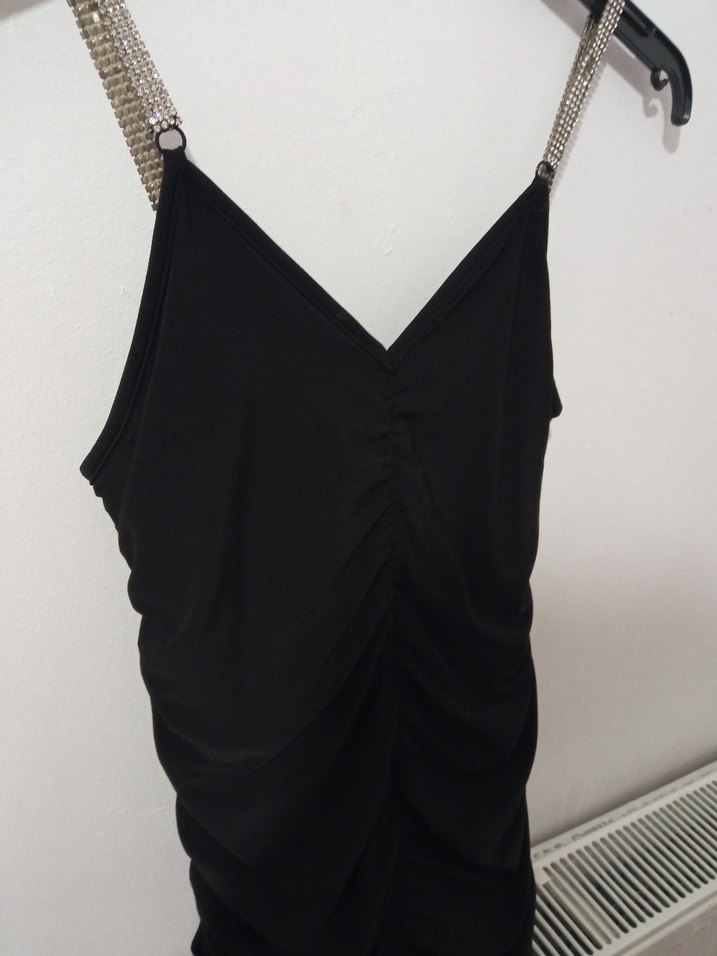 askıları taşlı elbise - Görsel 3