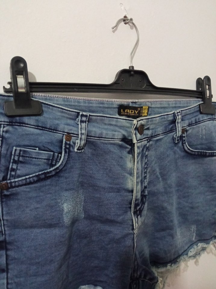 Kadın Mavi Mini Denim Şort - Görsel 2