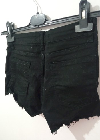 Siyah Mini Rock Punk Denim Şort - Görsel 3