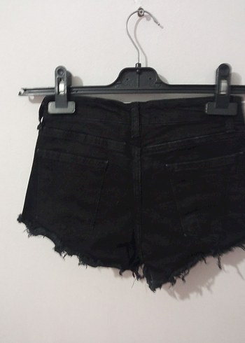 Siyah Dar Kesim Mini Kot Şort - Görsel 3