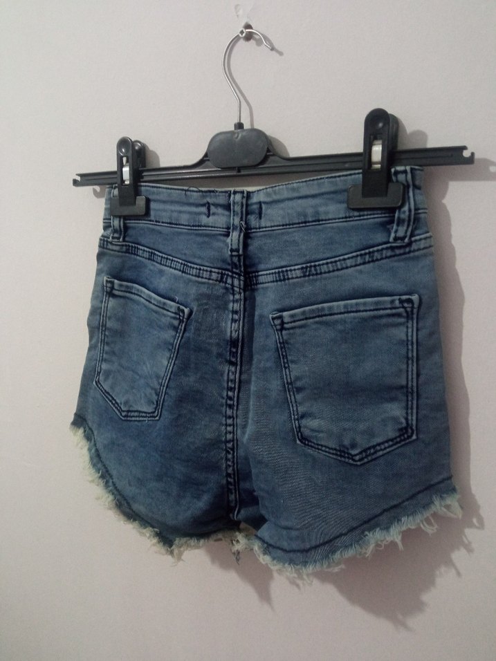 Düğmeli Mini Kot Şort - Görsel 3